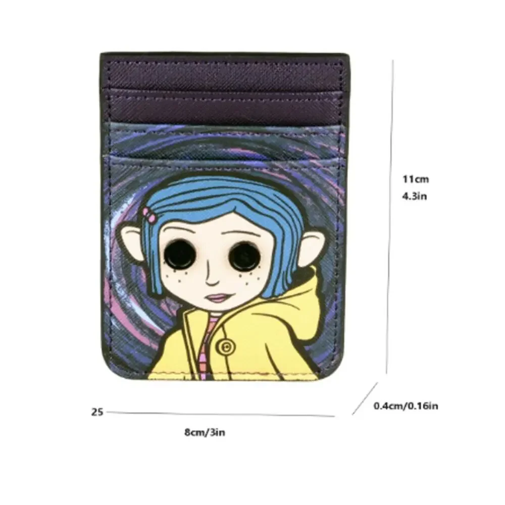 Coraline and The Cat, Black Card Holder, Vegan Leather, Button Eyes - New